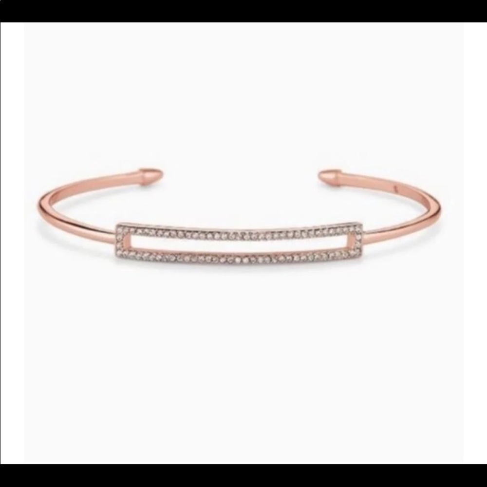 STELLA & DOT Signed Rose Gold Rhinestone Cuff